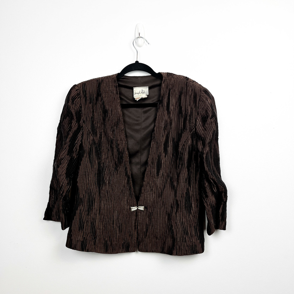 Vintage Joseph Ribkoff Long Sleeve Shiny Brown Blazer Jacket